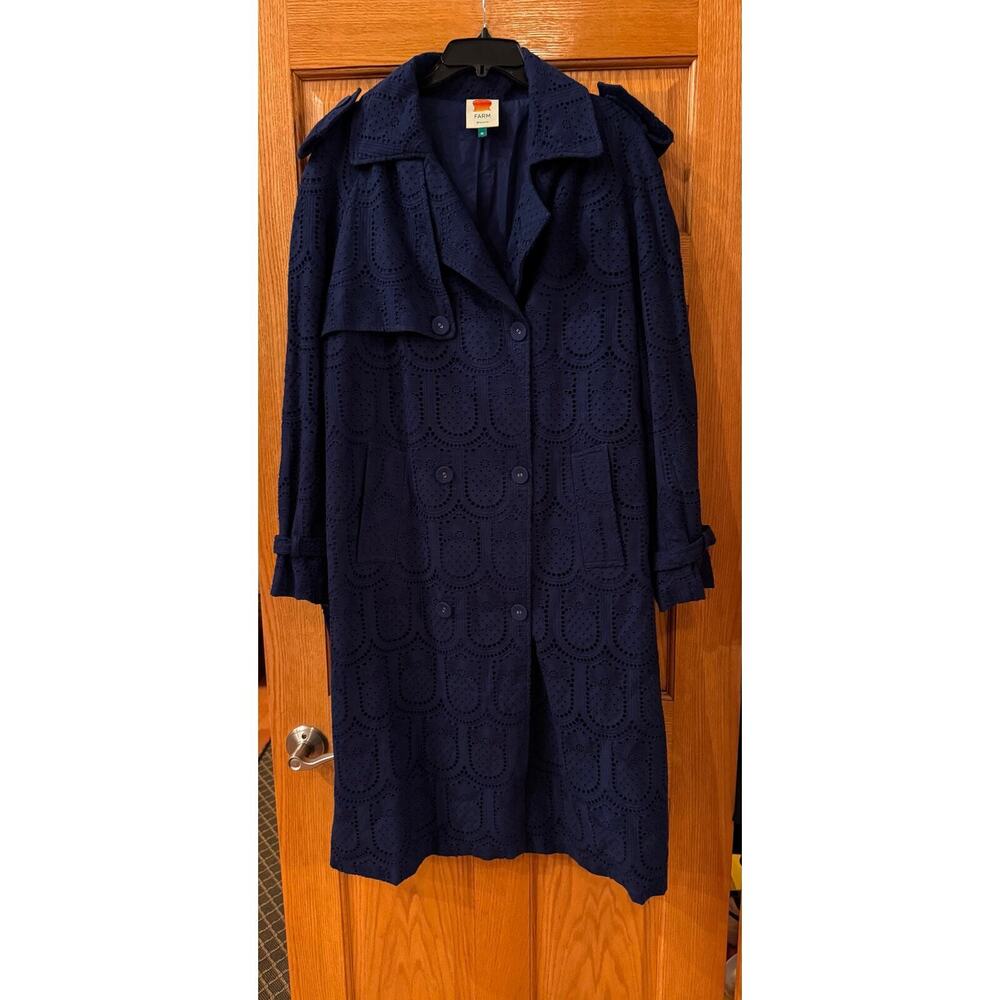 FARM Rio Blue Eyelet Coat - Picture 5 of 9